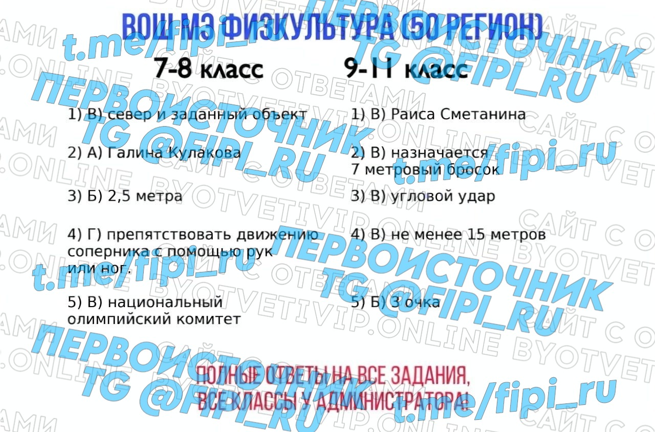 ВОШ МЭ (Муниципальный Этап): Физкультура (50 регион - Московская область)