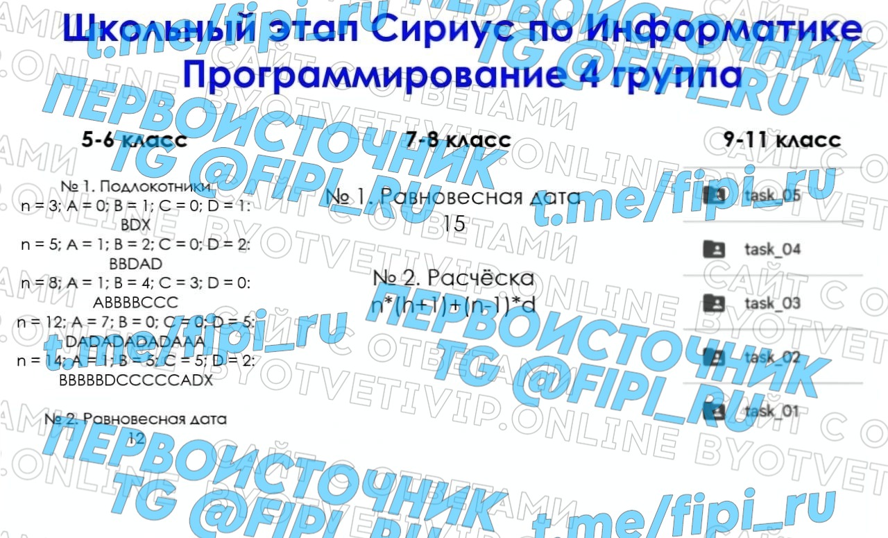 ВОШ ШЭ Сириус: Информатика (Программирование) - 4 группа